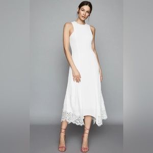 Reiss Romi white Lace Detailed Midi Dress